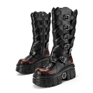 Bottes de motard tendance à plateforme pour l'automne et l'hiver - Chaussures de moto style punk à plateforme pour femmes avec design coupe-vent - Product Image 6