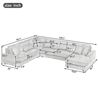 Set Sofa Modular Persegi Modern Warna Beige dengan Dudukan Dalam dan Kantong Samping, Pelapis Kain Corduroy, Isi Busa 101.2 inci