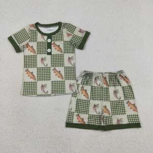 Conjuntos de Ropa para Bebés y Niños Pequeños RTS Boutique, Camiseta y Pantalones Cortos de Verano con Estampado de Camiones y Peces, 2 Piezas, Nuevos Estilos - Product Image 2
