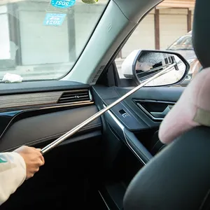 Car Rearview Mirror Wiper Telescopic Auto Mirror <b>Squeegee</b> Cleaner 98cm Long Handle Car Cleaning Tool Mirror Glass Mist Cleaner - Product Image 2