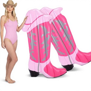 2 flotteurs gonflables pour piscine en forme de bottes de cowgirl roses, hauteur 4,6 pieds, décoration pour enterrement de vie de jeune fille, fête des célibataires, thème <span class=keywords><strong>western</strong></span> cowgirl - Product Image 1