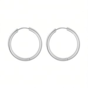 Pendientes de aro Amy Amy de 3x25 mm, chapados en plata, de acero inoxidable, joyería clásica de moda para mujer, regalo - Product Image 4