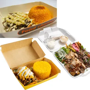 Chawarma de boeuf poulet jetable avec logo personnalisé avec boîte de riz frit Shawarmer Wrap Clamshell Box Emballage de restaurant