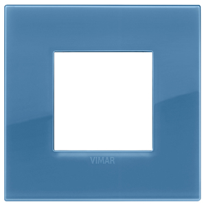 Vimar Wall <b>Switch</b> Plate 9x9 Cm Blue Glass Finish - Product Image 1