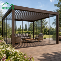 Pergola HESIWEI Chaude pour l'Hiver avec Toit Solaire Thermostatique, Conception Isolante et Cadre en Aluminium pour Jardins et Patios par Temps Froid