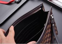 Sac à main d'affaires vintage en similicuir PU pour homme, personnalisé, à carreaux, avec fermeture éclair, grande capacité, pour téléphone portable, vente en gros