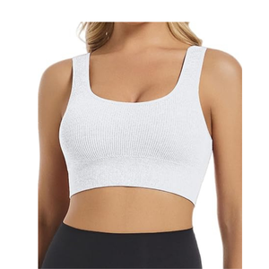 Soutien-gorge de sport côtelé sans couture pour femmes | Haut de yoga extensible et doux avec coussinets amovibles pour la gym, le fitness et le confort de tous les jours - Product Image 4