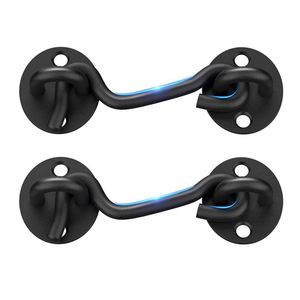 WEKIS Gancho de Latón Negro/Hierro con Diseño Rústico, Pestillo de Gancho para Cabina, Cierre Deslizante para Puerta de Granero, para Dormitorio, Ventana Exterior - Product Image 1