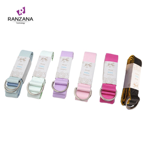 Hai màu 180x3.8cm dây đeo Yoga bông tập thể dục Yoga vành đai có thể điều chỉnh căng D-Ring khóa tập thể dục kéo dài ban nhạc Pilates dây - Product Image 2