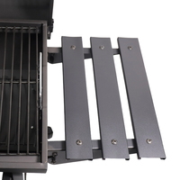 Barbecue portable de jardin avec chariot, fumoir extérieur, gril à charbon de bois avec table latérale