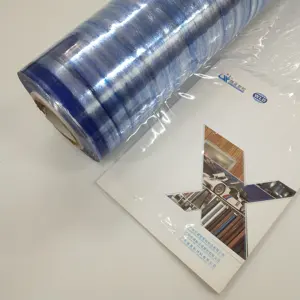 出厂价格热卖无粘性pvc膜蓝色透明印刷塑料包装床垫贴膜