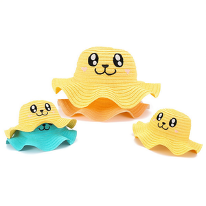 Cappello di paglia per bambini con airbag a forma di cuore e faccina sorridente, taglia unica, 192 pezzi per scatola - Product Image 1