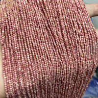 Perles en pierre naturelle Rhodochrosite 2mm, rondes, facettées, pour la fabrication de bijoux, achat en petite quantité