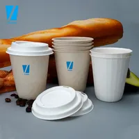 Изготовленные на заказ 100% Биоразлагаемые бумажные кофейные чашки 12 унций одноразовые кофейные чашки биоразлагаемые чашки с крышками