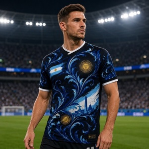 Maillot de football Argentine 2025/2026 personnalisé 4XL, authentique 3 étoiles, tenue extérieure, ensemble t-shirt et short pour homme - Product Image 1