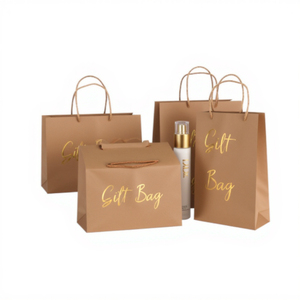 Bolsa de papel Kraft personalizada con impresión de logotipo Bolsas de compras de papel Kraft marrón con asas Bolsa de regalo de papel Kraft con su propio logotipo - Product Image 3