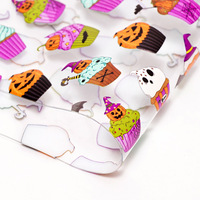 30CM * 120CM Dessin Animé Citrouille Chauve-Souris Halloween Thème Transparent PVC Cuir Synthétique pour Filles Cheveux Arcs Sacs DIY
