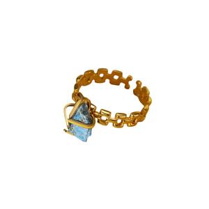 Bague ajustable en acier inoxydable plaqué or 18 carats avec <span class=keywords><strong>pierre</strong></span> naturelle Boho Bague de clôture en cercle vintage personnalisable - Product Image 4