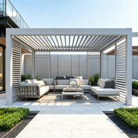 Robuste Bioklimatische Aluminium-Pergola Schwarzes Motorisiertes Lamellendach Schneelastbeständig Hinterhof Balkon Außenbereich Pavillon