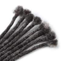 Estensioni Dreadlocks Afro Kinky Fatte a Mano in Capelli Umani, 0.4 0.6 0.8cm, Dreadlocks all'Uncinetto Colore Sale e Pepe