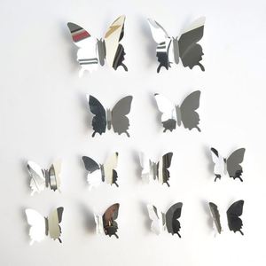 12 Pieces a <b>Set</b> Butterfly <b>Wall</b> Decor DIY <b>Mirror</b> 3D Butterfly Stickers Removable Decals for Home Bedroom School Bathroom Decor - Product Image 2