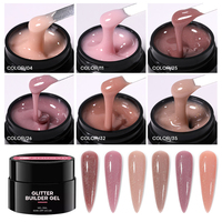 Gel Constructeur Auto-Nivelant Effet Gelée Marque Privée Sans HEMA Ni TPO Sans Chauffage Gel Dur UV pour Extensions Ongles Couleur Rouge