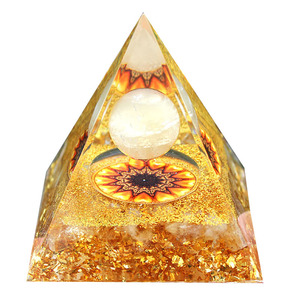 Pirámide de Resina Epoxi con Virutas de Citrino, Adorno de Escritorio, Cristal Amarillo, Girasol, Feng Shui, Decoración para Sala de Estar - Product Image 5