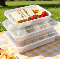 Contenants de stockage alimentaire en plastique blanc de 42 oz (1250 ml) avec couvercles, boîte à bento jetable, empilable, compatible micro-ondes/lave-vaisselle