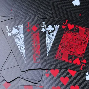 Custom Double Sided Waterproof Carbon Fiber Black Poker Playing Cards