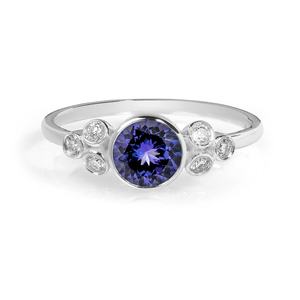 Unique Tanzanite Engagement Rings Flower Shape Tanzanite Wedding RingAntique Tanzanite Rings - Product Image 3