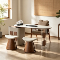Ensemble de table à thé en bois massif contemporain avec tabourets, chaise, meubles de réception pour la maison, la villa, l'hôtel, le bureau