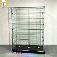 Vitrine de Luxe en Aluminium Noir avec Éclairage LED Intégré et Lumière Inférieure, Taille Personnalisée pour Magasin de Détail et Aménagement Intérieur de Salle d'Exposition