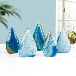 Ornement en géode d'agate bleue teinte et gravée, ornements de guérison en cristal en gros pour l'art du Feng Shui, décoration de collection - Product Image 2
