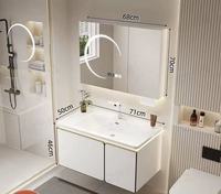 Meuble sous lavabo avec miroir LED intelligent Combinaison de plaques de roche pour lavabo au sol en verre pour armoire pour salle de bain