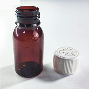 卸売カスタマイズ可能なプラスチック50 ml 60 ml液体楕円形ボトルチャイルドプルーフキャップ付き段階的琥珀色薬液体ボトル - Product Image 6