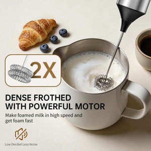Custom <b>Usb</b> Electric Milk Frother Rechargeable Milk Frother Stainless Steel Coffee Frother with 3 <b>Mixers</b> 3 Speeds - Product Image 3