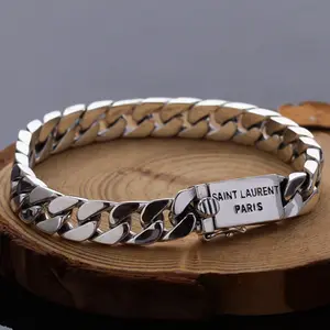 G2427 Vente en gros pulsera de plata Hip Hop 6MM 7MM 8MM Maillons de chaîne Bracelet cubain en argent sterling 925 Bracelets de bijouterie fine