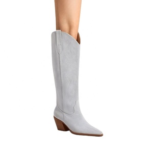 <span class=keywords><strong>Stivali</strong></span> da equitazione da donna ricamati stile western al ginocchio, a punta, con tacco basso, in finta pelle scamosciata, leggeri, antiscivolo, per estate e inverno - Product Image 5