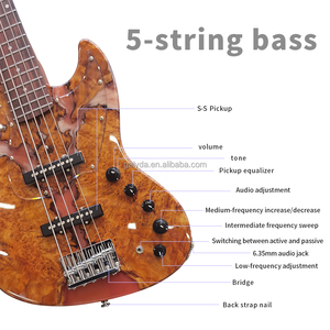 Bajo de 5 Cuerdas Hecho a Medida en Fábrica con Mástil de Arce Carbonizado y Cuerpo de Caoba Resinada - Product Image 4