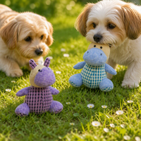 Jouet pour chien en peluche en forme d'hippopotame HUGMEI, moderne, en polyester et coton, pour nettoyer les dents