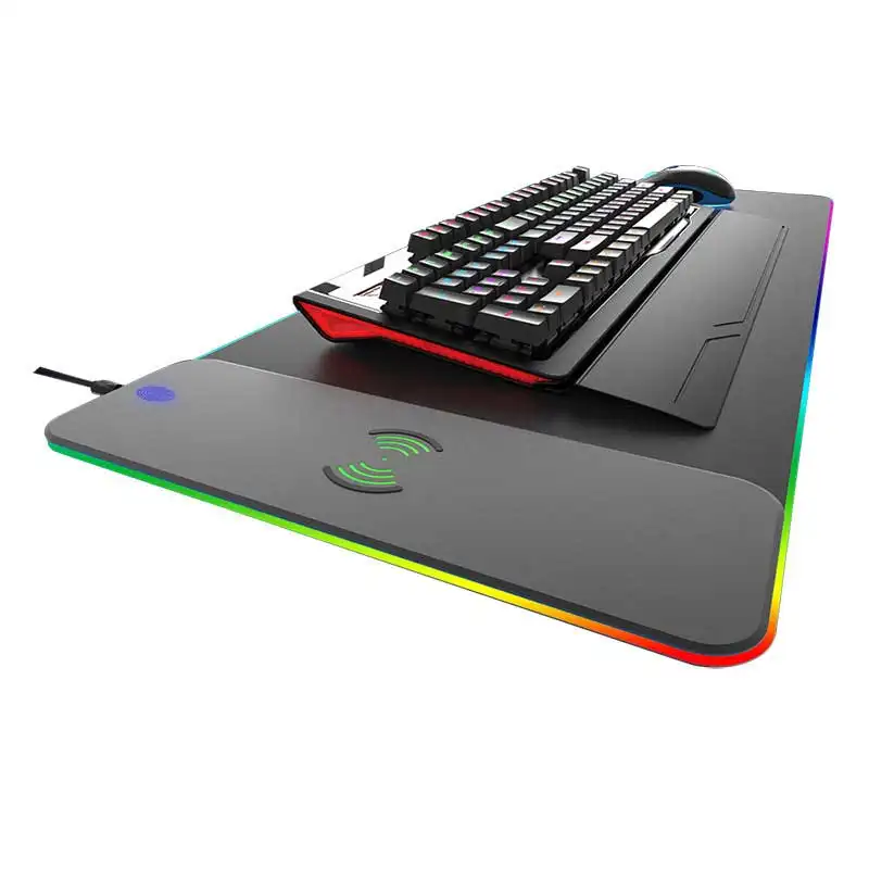 Individuelles Logo Erweiterte Große XXL Micro Woven Tuch Glowing Beleuchtung RGB LED Gaming Mouse Pad Mit Drahtlose Ladegerät