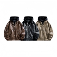 Veste en cuir pour homme, coupe-vent, à capuche, bomber, personnalisée, imperméable, pour moto, en PU, rétro, décontractée, chaude, pour l'hiver