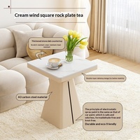 Table basse mobile en métal style crème avec plateau en ardoise, durable, moderne, pour salon, petite table carrée, mobilier de maison créatif