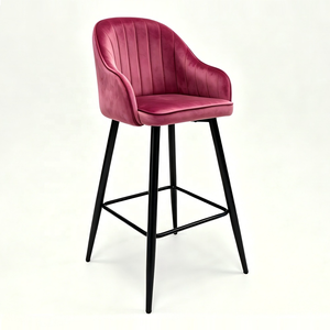 Tabourets <span class=keywords><strong>de</strong></span> <span class=keywords><strong>bar</strong></span> élégants en velours capitonné avec accoudoirs et structure en métal <span class=keywords><strong>noir</strong></span> pour la maison, l'hôtel, le <span class=keywords><strong>bar</strong></span>, le café - Product Image 3