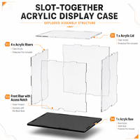 Boîte de rangement de bureau anti-poussière en acrylique de qualité supérieure, vitrine transparente en acrylique avec supports en acier inoxydable pour collection