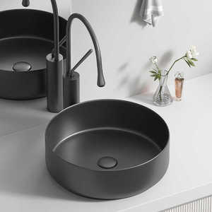 Cream Colored <b>Round</b> Countertop <b>Basin</b> Ceramic Bathroom Sink Single Hole Easy Cleaning - Product Image 4