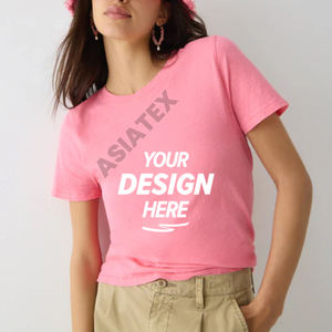 เสื้อยืดลำลองพิมพ์ลายโลโก้ตัวอักษรแบบเรียบง่ายสำหรับผู้หญิง ปี 2026 เป็นมิตรกับสิ่งแวดล้อม ผลิตโดยผู้ผลิต OEM ขายส่ง ผ้าฝ้าย 100% - Product Image 4