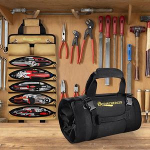 Échantillon gratuit : Petit sac à outils avec pochettes détachables, sac à outils robuste à enrouler avec 5 poches zippées pour outils - Product Image 6