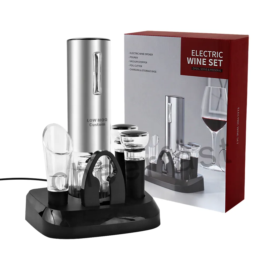 Good Idea Automatic Electric Red Wine Bottle Opener Gift Set And Charging Base Rechargeable Corkscrew Electric Red Wine Opener