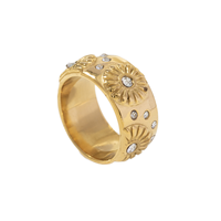 Bague en Acier Inoxydable de Luxe avec Zircon Cubique Tournesol Style Vintage Français, Design Polyvalent, Bijou Tendance pour Femme, Idéal comme Cadeau